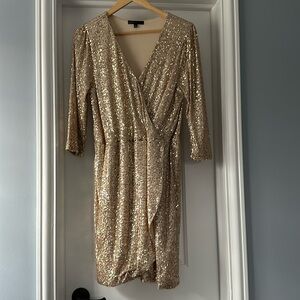 Gold sequin wrap dress